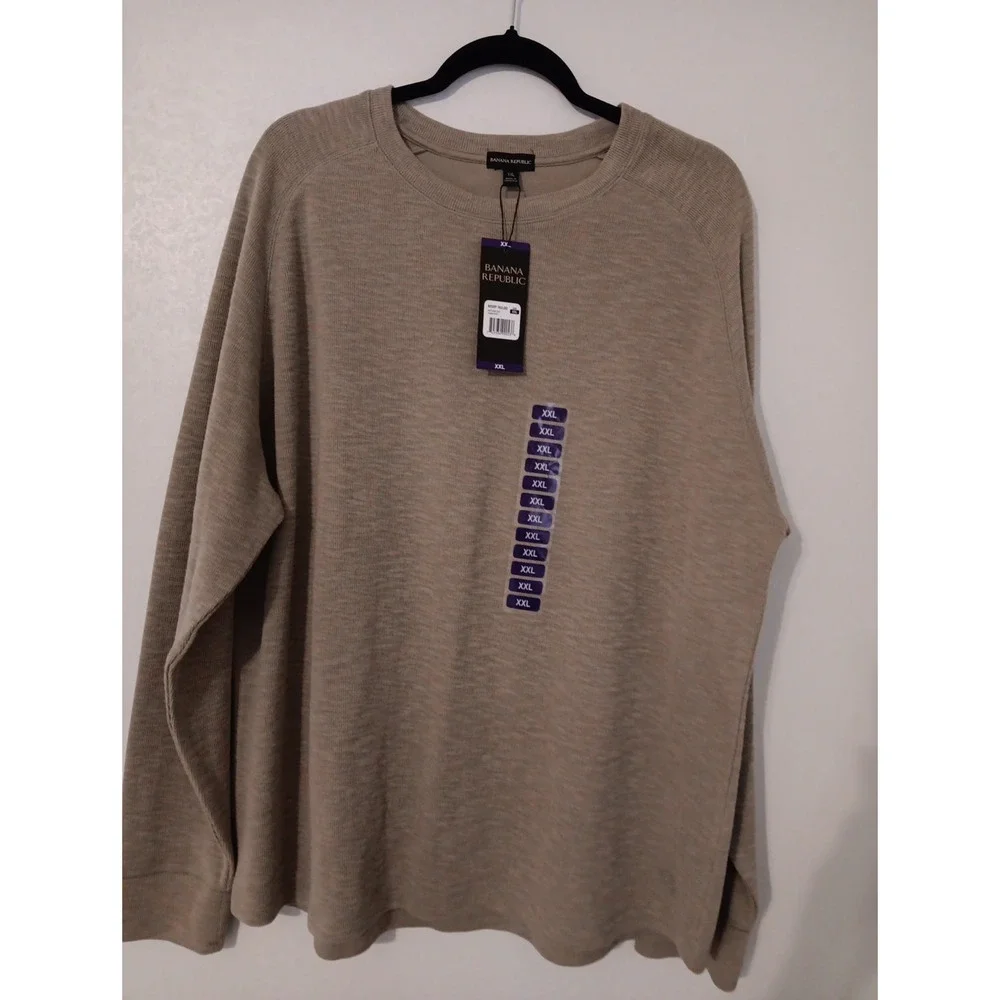 NWT Banana Republic Sweater Timber Wolf Double Knit Crew  Sz. XXL‎